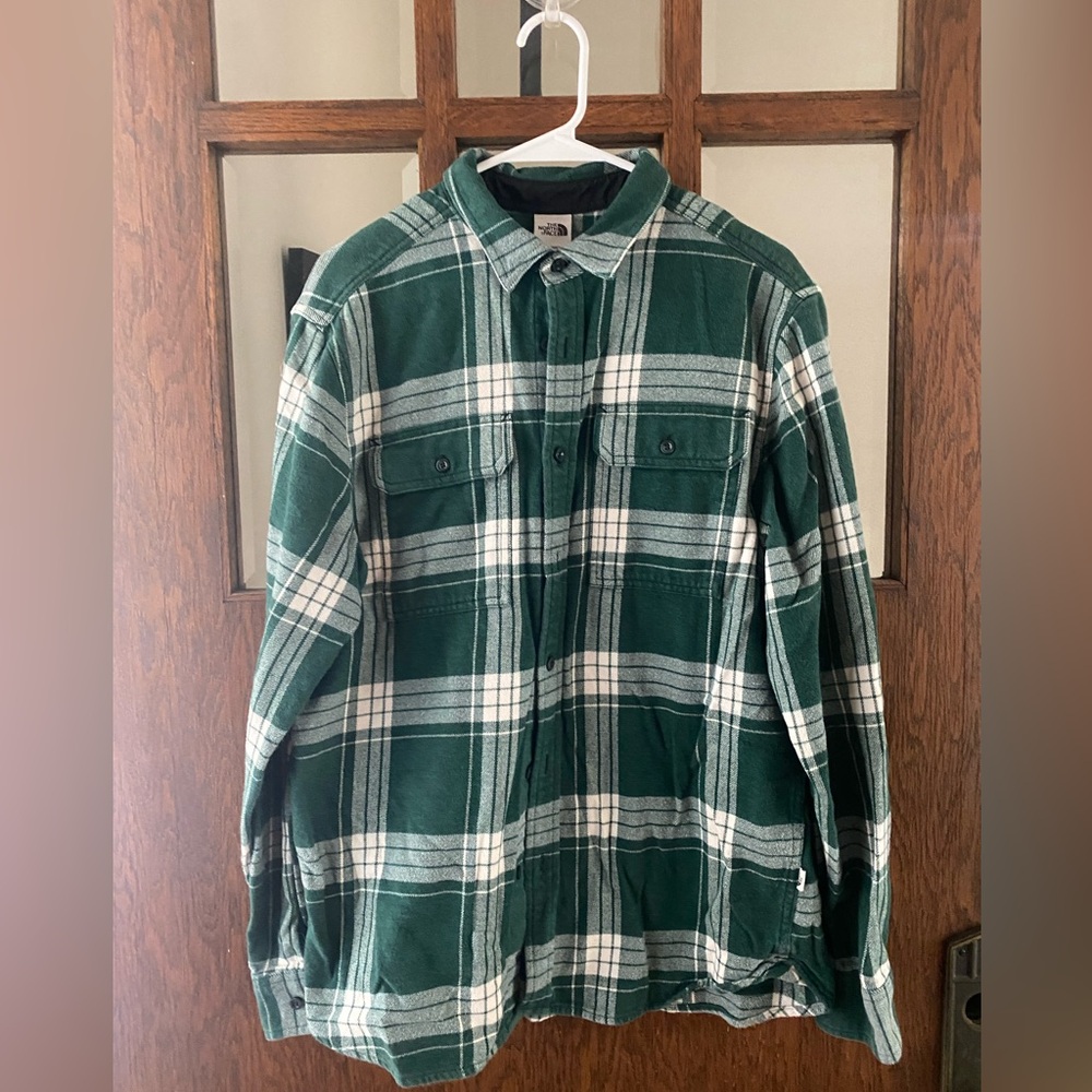 The North Face Forest Green Plaid Flannel Shirt VGUC